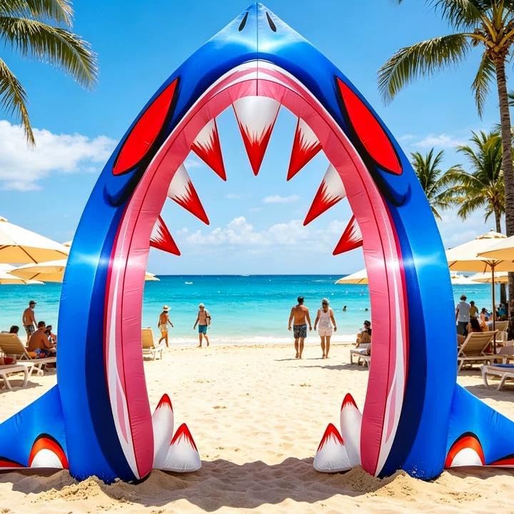 Danxilu 10FT Halloween Inflatable Shark Archway Decoration with LED Lights / High Quality Polyester,