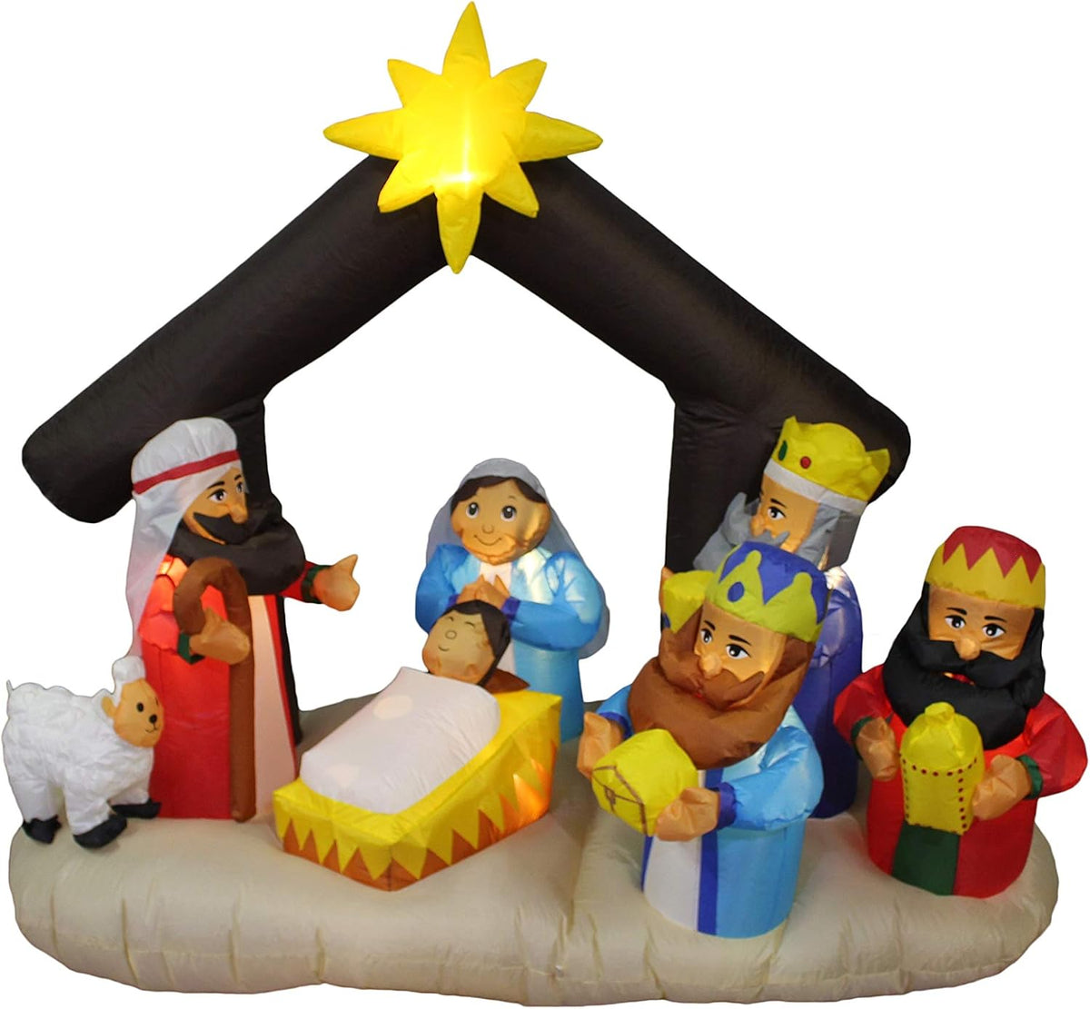 6 FT Christmas Inflatable Nativity Scene with Three Kings / Outdoor/Indoor Yard Blow-Up, Built-in Lights,