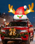 fotako 8.5FT Christmas Inflatables Car Decorations Santa Hat with Reindeer Antler Car Christmas Decoration