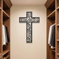 WORGO Black Metal Cross Wall Decor, Iron Christian Cross for Home Church / Hollow out Artistic Hanging Orna