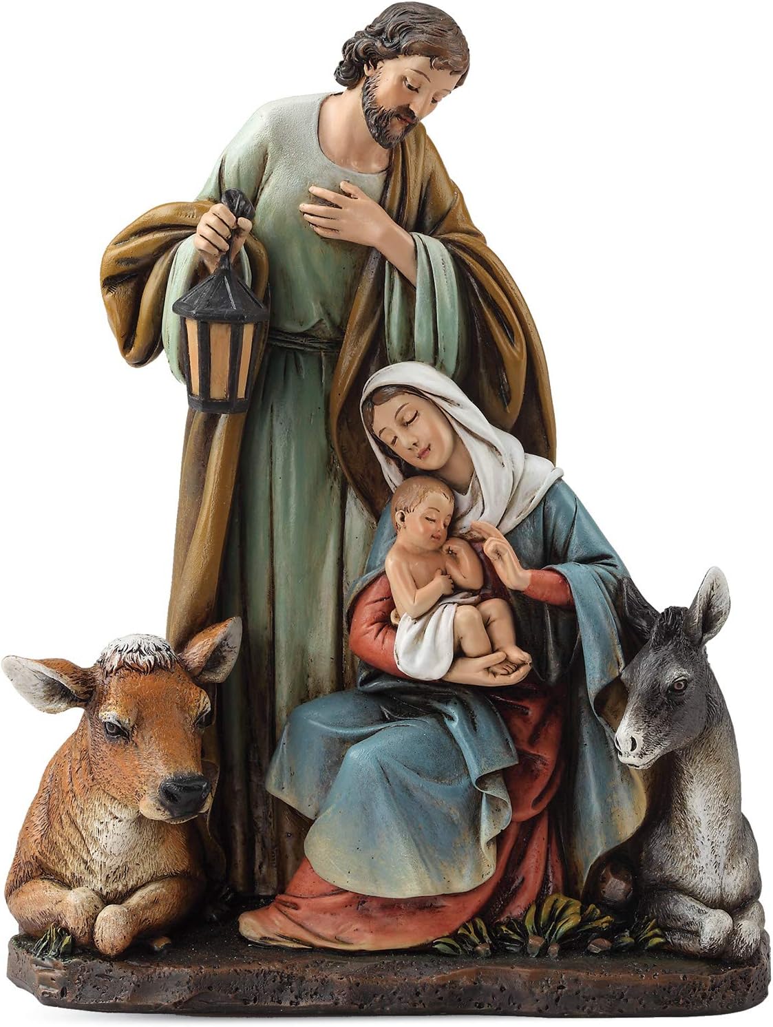 Joseph's Studio by Roman - 7.5" H Slim Profile Holy Family with Animals Nativity Figure, Religious Christma