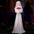 Halloween Animatronics Decorations 65 inch Bride Ghost with Swapped Face, Sound Activated Animated Brides