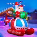 9.7 FT Christmas Inflatables Santa Helicopter Outdoor Decorations, Blow Up Santa Claus Flying Airplane with