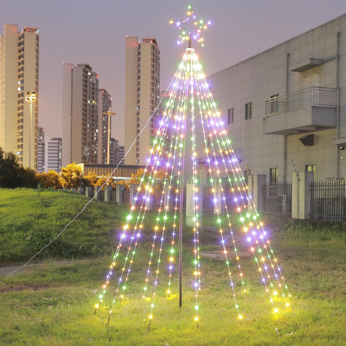 Outdoor Christmas Cone Tree Lights, 10FT 480 LEDs Christmas Tree Light / Flag Pole Christmas Tree IP67