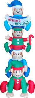 8 FT Tall Lighted Christmas Inflatable Stacking Elves / Giant Outdoor Indoor Holiday Decoration, Built-in LED