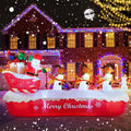 COOLWUFAN 10 FT Christmas Inflatables Outdoor Decorations Santa Claus on Sleigh, Blow Up Cute Elks Pulling