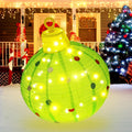 VioraWhite 30 Inch Giant Lighted Christmas Ball Green Glittered 60 LED / Outdoor Collapsible Pop up Ornament