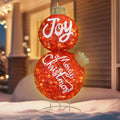 Cinnvoice 35" Giant Lighted Christmas Ball Ornaments Pop-Up, Red / Glittered Holiday Decor with Warm LED