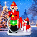 BLOWOUT FUN 7 FT Christmas Inflatables Fire Fighter with Dog Decoration / Build in Lights Christmas Blow Up