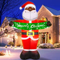 zukakii 7FT Christmas Inflatables Black Santa Claus Inflatable Outdoor Decorations with Built-in LED Light