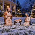 3 Pcs Metal Christmas Outdoor Nativity Scene Set for Yard with Stake / (Retro) Large Holy Family Outdoor