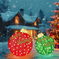 2Pcs 3FT Lighted Christmas Ornament Set - Expandable Outdoor, Indoor Holiday Decor with 200 LED Lights, Easy