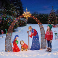 54" H Outdoor Nativity Scene Set Christmas Decorations / Lighted Arch Holy Family Holiday Yard Decors Set,