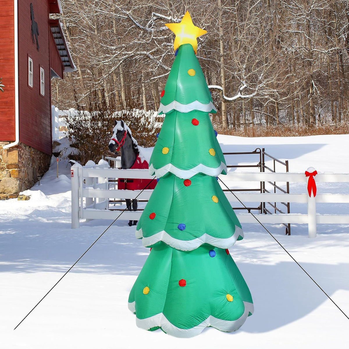 Sunnydaze 9.5' Self-Inflating Towering Christmas Tree Inflatable Pre-Lit Yard Decoration with Fan Blower and